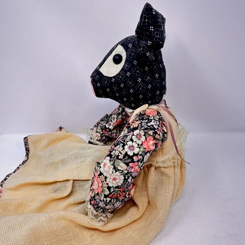Vintage Handmade Primitive Fabric Cow Doll Country Folk Art Farmhouse Decor 18